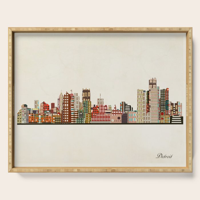 detroit skyline Serving Tray Gallery Image 1