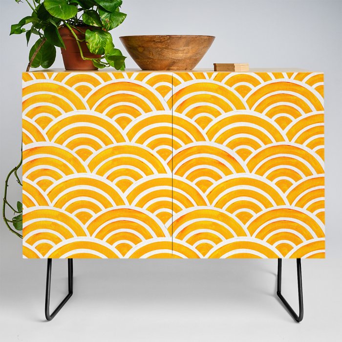 Japanese Seigaiha Wave - Marigold Palette Credenza Gallery Image 2