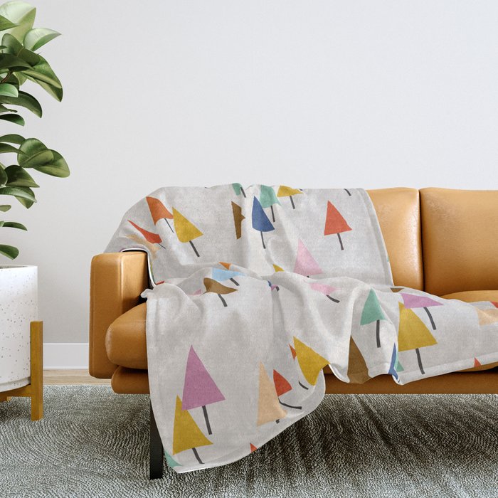 Pastel Triangle Trees: Cozy Winter Vibes with Modern Charm Throw Blanket Gallery Image 2