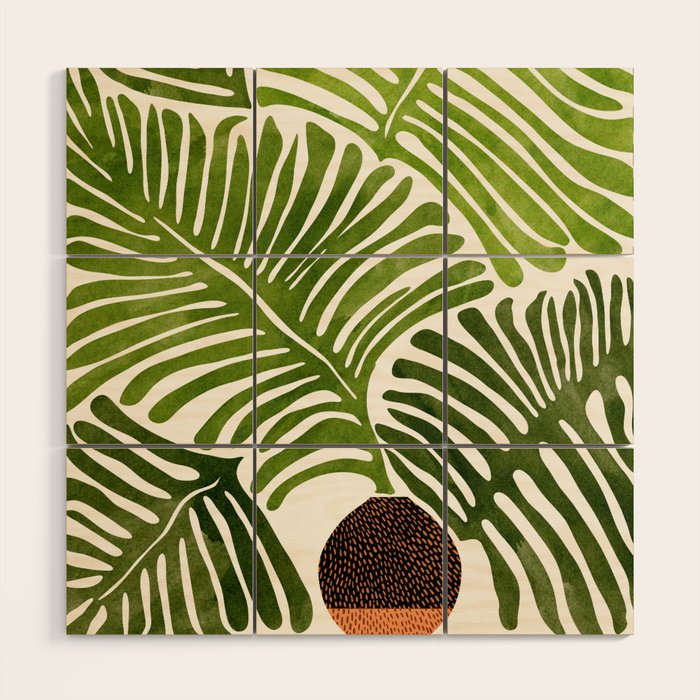 Summer Fern Simple Modern Watercolor Wood Wall Art Gallery Image 3