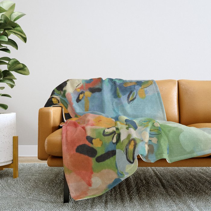garden with sea view and olive tree Throw Blanket Gallery Image 2