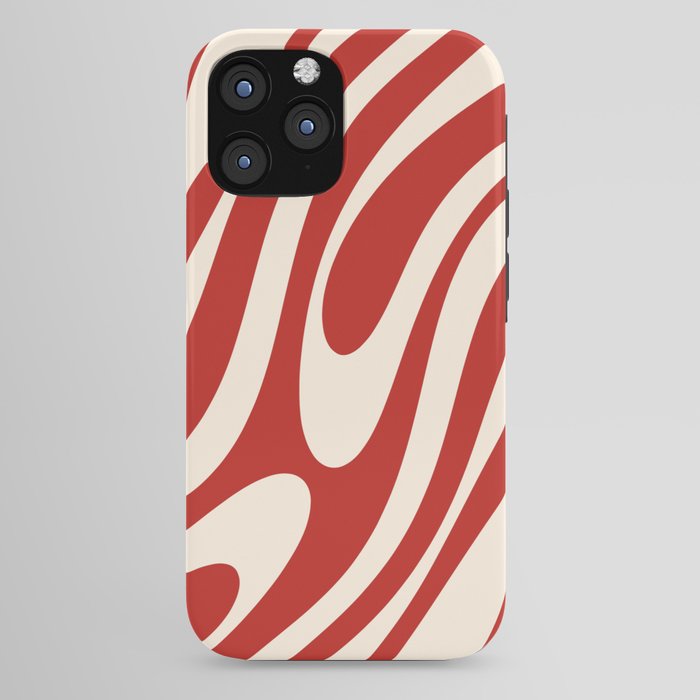 Wavy Loops Retro Abstract Pattern Red and Almond Cream iPhone Case Gallery Image 44