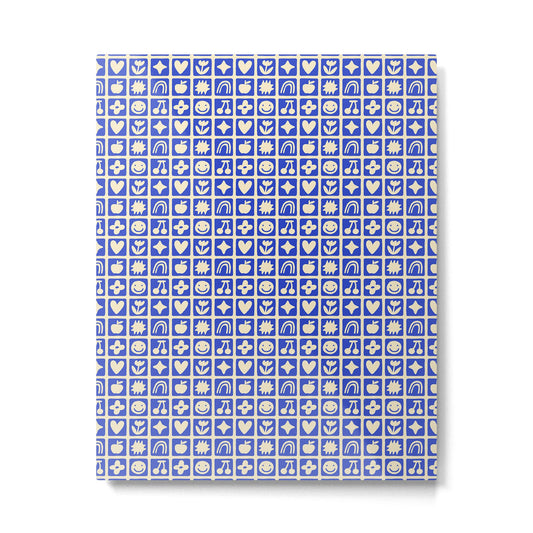 Blue children shape mosaic art pattern Metal Print Gallery Image 2