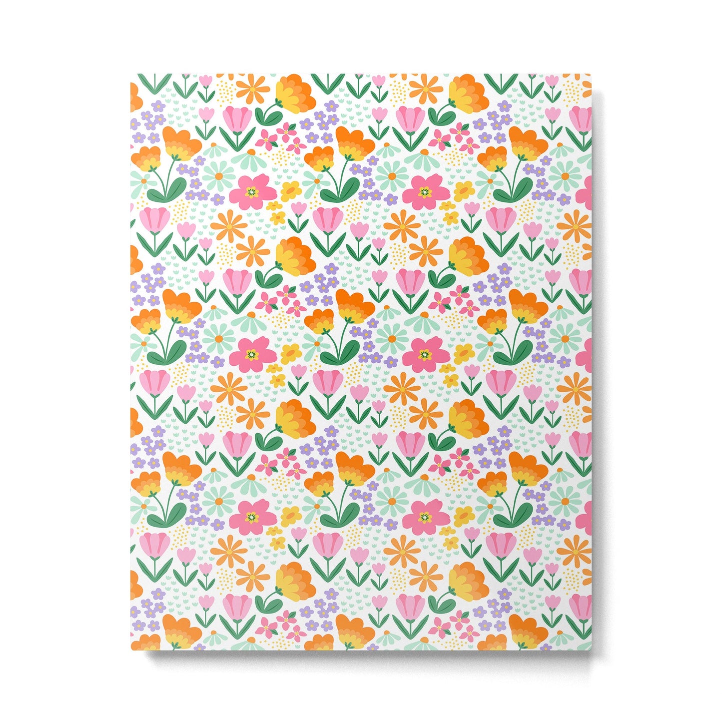 Colorful retro flower folk art pattern Metal Print Gallery Image 3