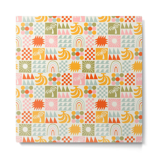 Colorful tropical summer mosaic tile art Metal Print Gallery Image 2