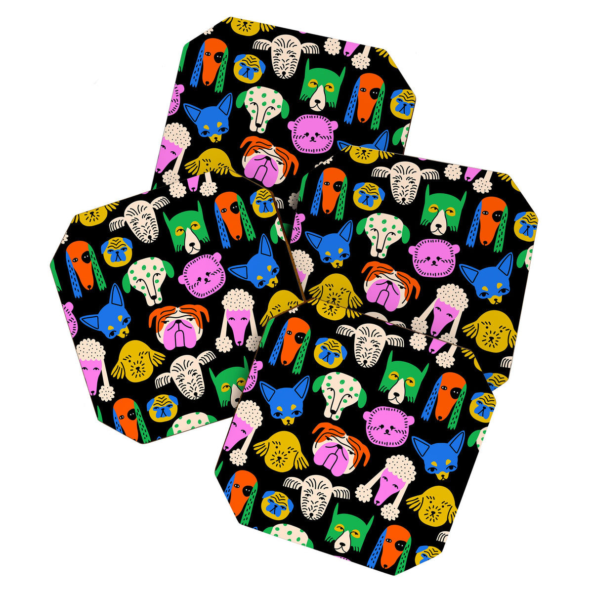 Funny colorful dog cartoon pattern Coaster Gallery Image 1