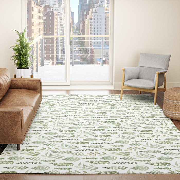 Watercolor leaves Rug Gallery Image 4