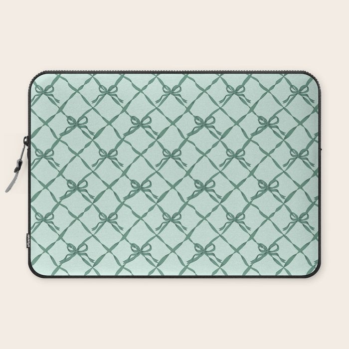 Green Trellis Ribbon Bows Laptop Sleeve Gallery Image 2