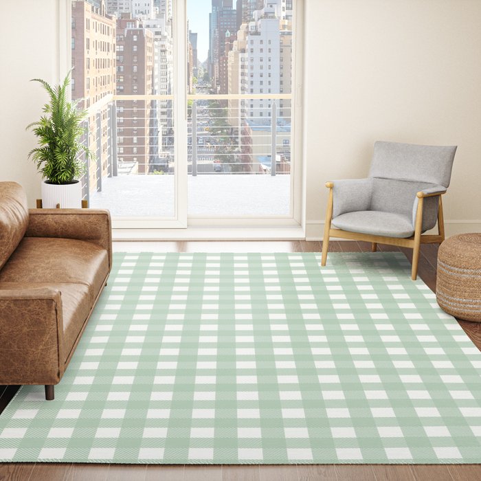 Buffalo Checks in Sage Green and White Rug Gallery Image 4