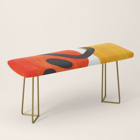 Midcentury Modern Colorful Abstract Pop Art Space Age Fun Bright Orange Yellow Colors Minimalist Bench Gallery Image 2