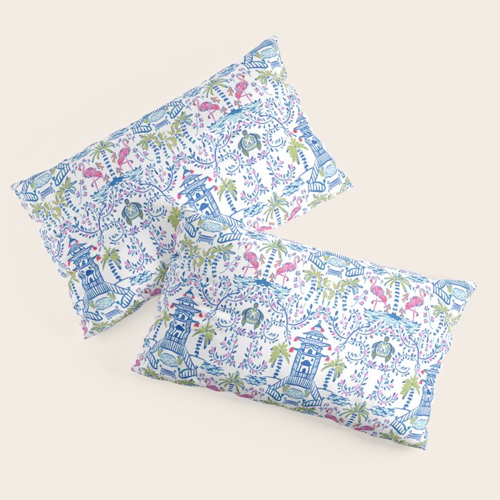 Colorful Coastal Chinoiserie Pillow Sham Gallery Image 4
