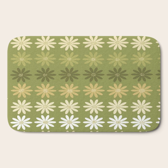 Ombre Abstract Daisies on Olive Green Bath Mat Gallery Image 2