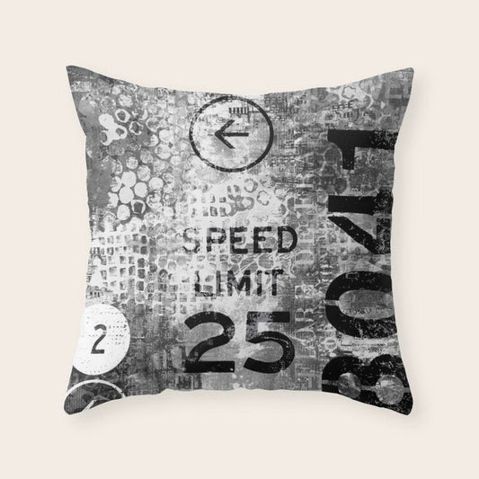 Urban Street Art Numbers And Text Fragments Throw Pillow Gallery Image 2