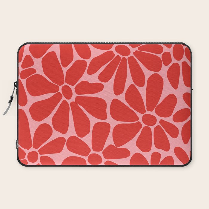 Pink and Red - Retro Floral Art Print Laptop Sleeve Gallery Image 2