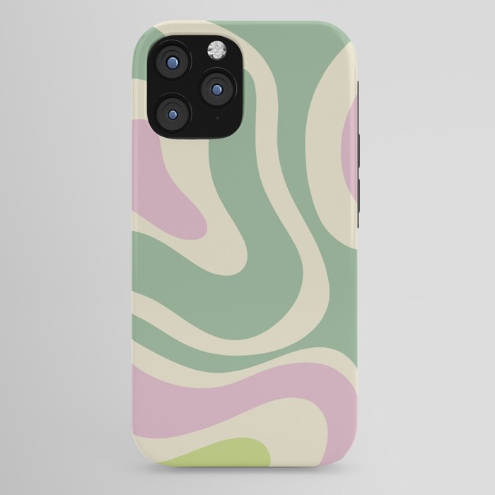 Modern Retro Liquid Swirl Abstract in Soft Pastel Lavender Pink Lime Green Cream iPhone Case Gallery Image 44
