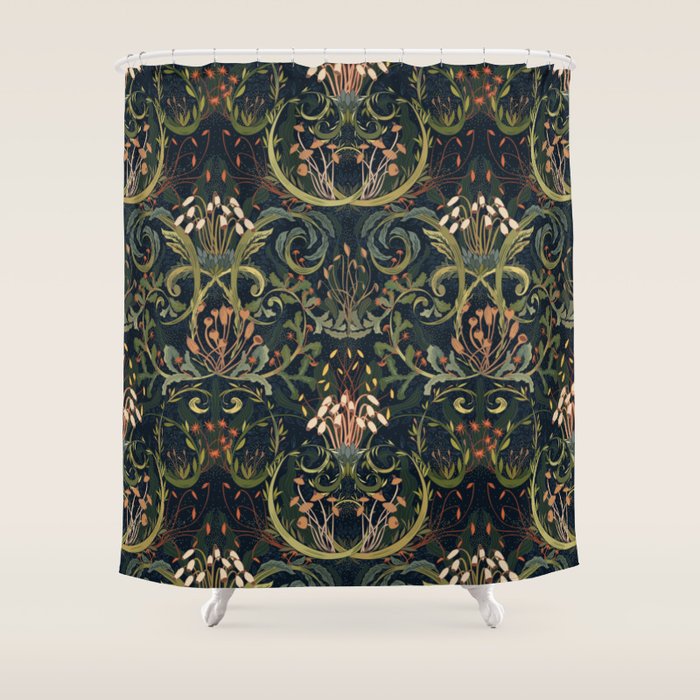 Woodland moss dark Shower Curtain Gallery Image 1