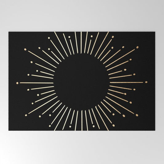 Sunburst Gold Copper Bronze on Black Welcome Mat Gallery Image 2