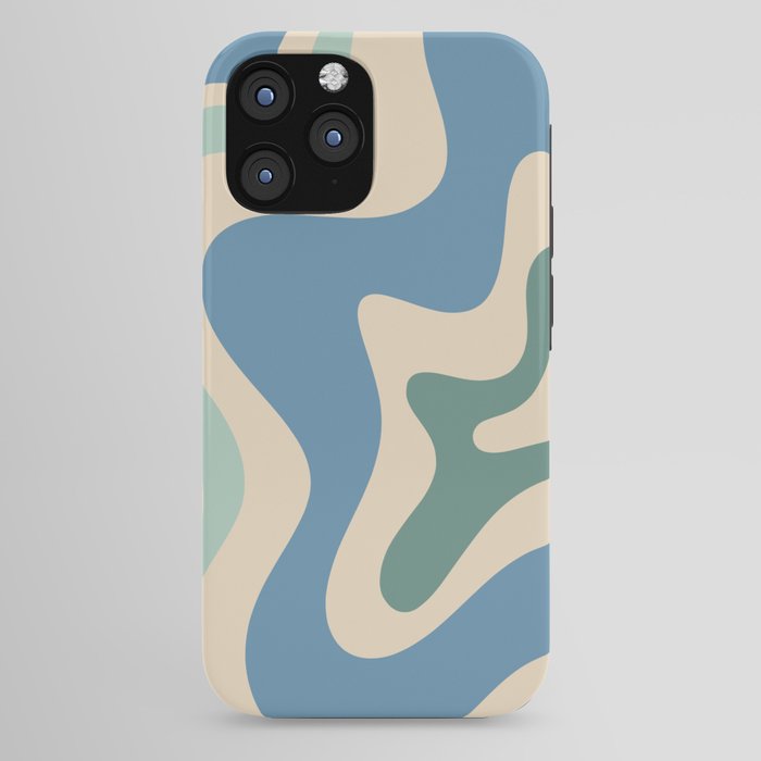 Retro Liquid Swirl Abstract Pattern Blue Aqua Teal Beige iPhone Case Gallery Image 44