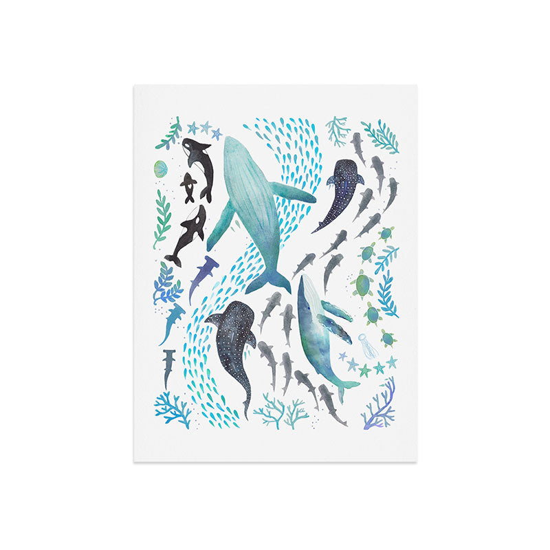 Sharks, Humpback Whales, Orcas & Turtles Ocean Play Print Art Print Gallery Image 9