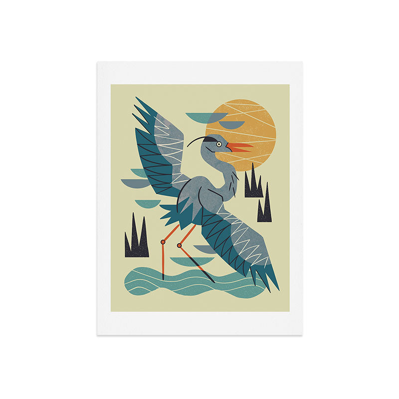 Stretching Heron Art Print Gallery Image 7