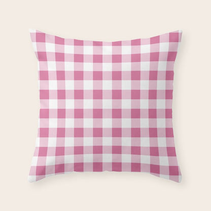 Gingham Large Pink White Throw Pillow Gallery Image 1