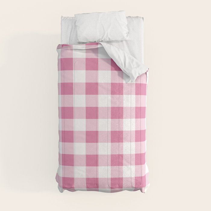 Gingham Large Pink White Comforter Gallery Image 9