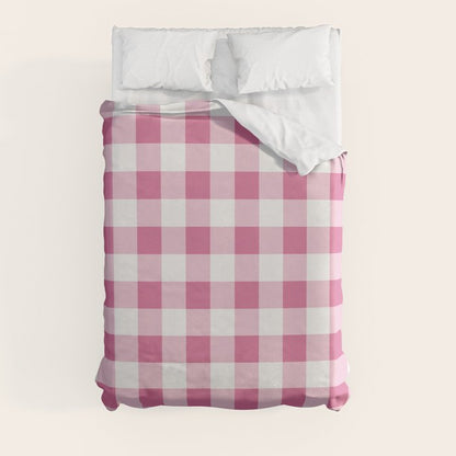 Gingham Large Pink White Duvet Cover Gallery Image 8