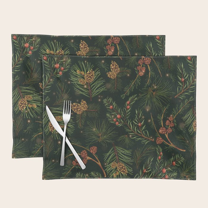 Christmas Spruce Dark Green Placemat Gallery Image 2