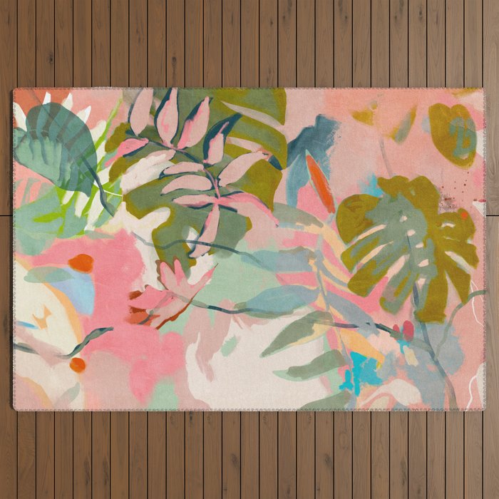 tropical home jungle abstract Outdoor Rug Gallery Image 3