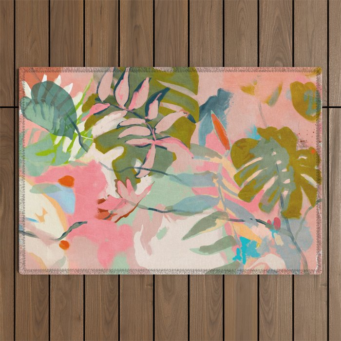tropical home jungle abstract Outdoor Rug Gallery Image 1