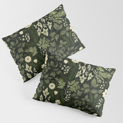 Woodland Nouveau Pattern Forest Green Pillow Sham Gallery Image 3
