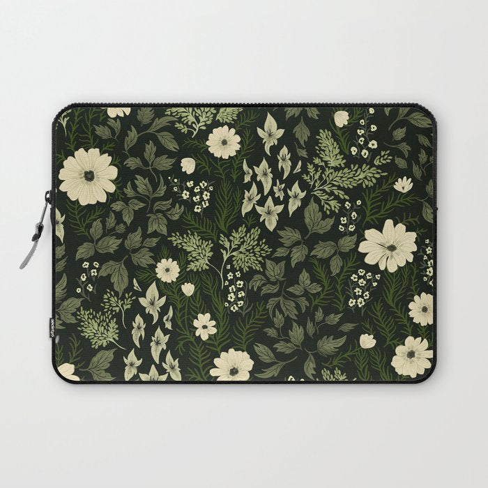 Woodland Nouveau Pattern Forest Green Laptop Sleeve Gallery Image 1