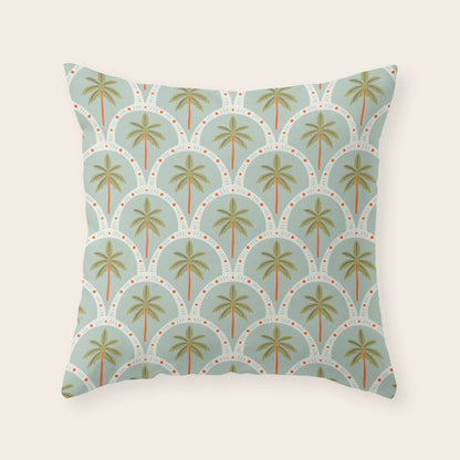 Vintage summer palm tree art pattern Throw Pillow Gallery Image 1
