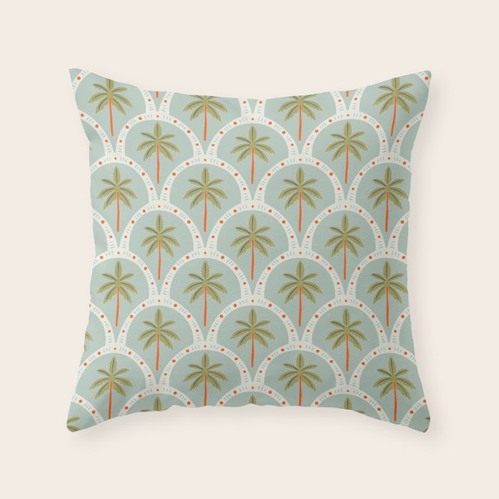 Vintage summer palm tree art pattern Throw Pillow Gallery Image 6