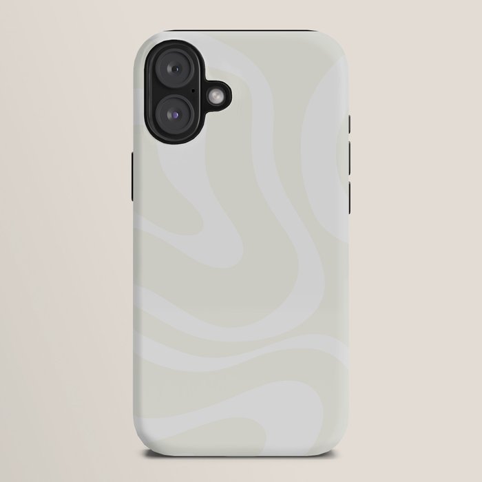Modern Liquid Swirl Abstract Pattern in Barely There Eggshell on White iPhone Case Gallery Image 10