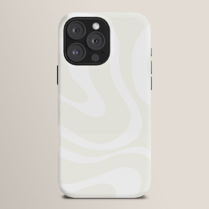 Modern Liquid Swirl Abstract Pattern in Barely There Eggshell on White iPhone Case Gallery Image 16
