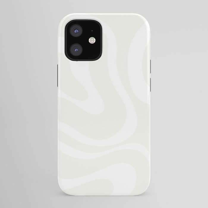 Modern Liquid Swirl Abstract Pattern in Barely There Eggshell on White iPhone Case Gallery Image 41