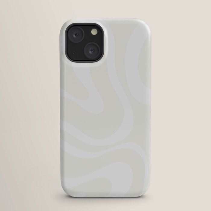 Modern Liquid Swirl Abstract Pattern in Barely There Eggshell on White iPhone Case Gallery Image 17