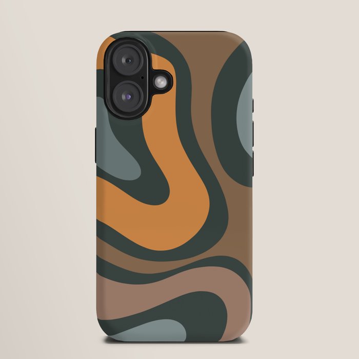 Modern Retro Liquid Swirl Abstract Slate Blue Orange Brown Taupe iPhone Case Gallery Image 9