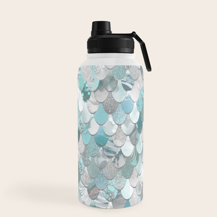 Mermaid Aqua and Grey Water Bottle Gallery Image 5