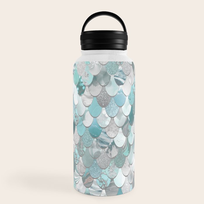 Mermaid Aqua and Grey Water Bottle Gallery Image 6