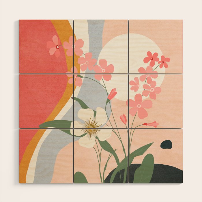 Colorful Flower Design 1 Wood Wall Art Gallery Image 3