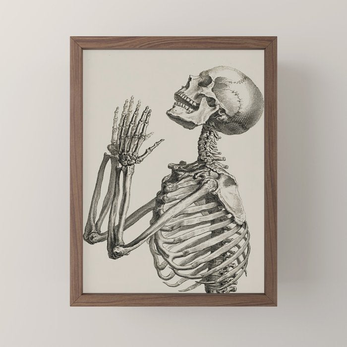 William Cheselden, Osteographia (The Anatomy of Bones), London, 1733 Praying Skeleton Mini Art Print Gallery Image 2