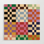Retro 70s Colorful Patchwork Checkerboard Wood Wall Art Gallery Image 1