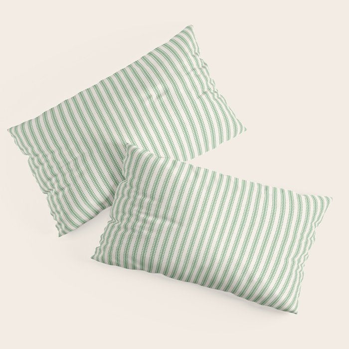 French Green Ticker Stripe Pillow Sham Gallery Image 4