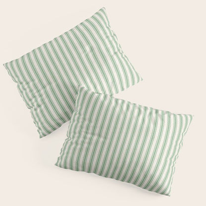 French Green Ticker Stripe Pillow Sham Gallery Image 1