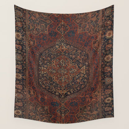 Boho Chic Dark I // 17th Century Colorful Medallion Red Blue Green Brown Ornate Accent Rug Pattern Wall Tapestry Gallery Image 2