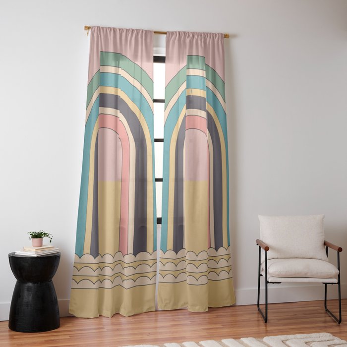 Geometric Abstraction Rainbow Window Curtain Gallery Image 10