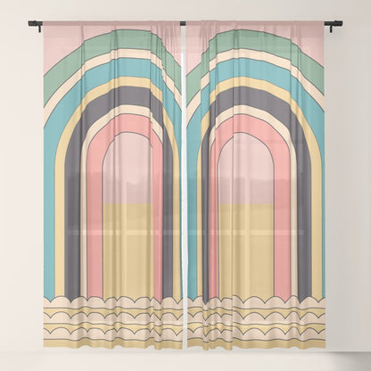 Geometric Abstraction Rainbow Window Curtain Gallery Image 17