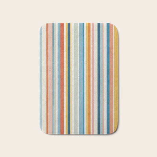 Multicolored Stripes Blue Yellow Orange White Art Bath Mat Gallery Image 1
